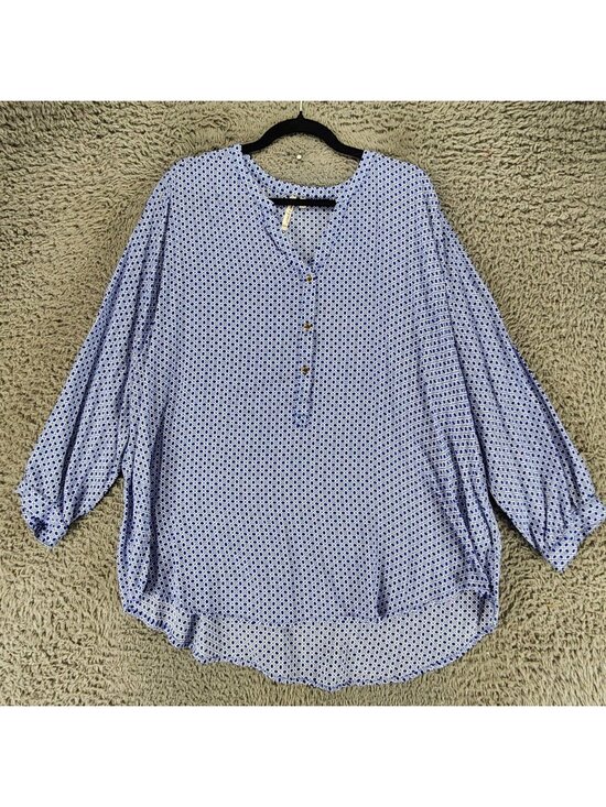 grand & greene Tops - Grand & Greene Top Womens 2X Blue Long Sleeve Blouse
